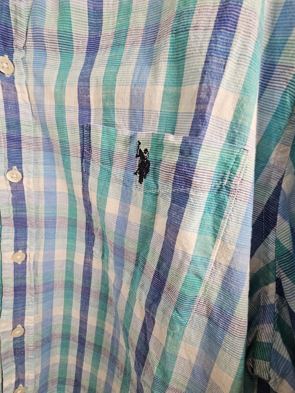 Polo by Ralph Lauren Blue & Green Plaid Short-Sleeve Button-Down Shirt - Picture 3 of 6